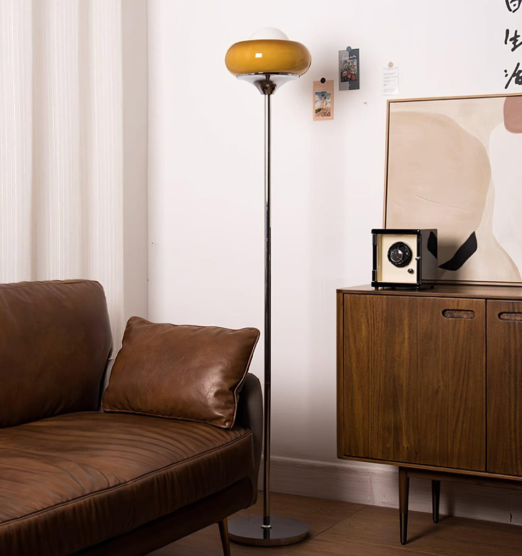 Caramel Dome Chrome Glass Floor Lamp — product view 2