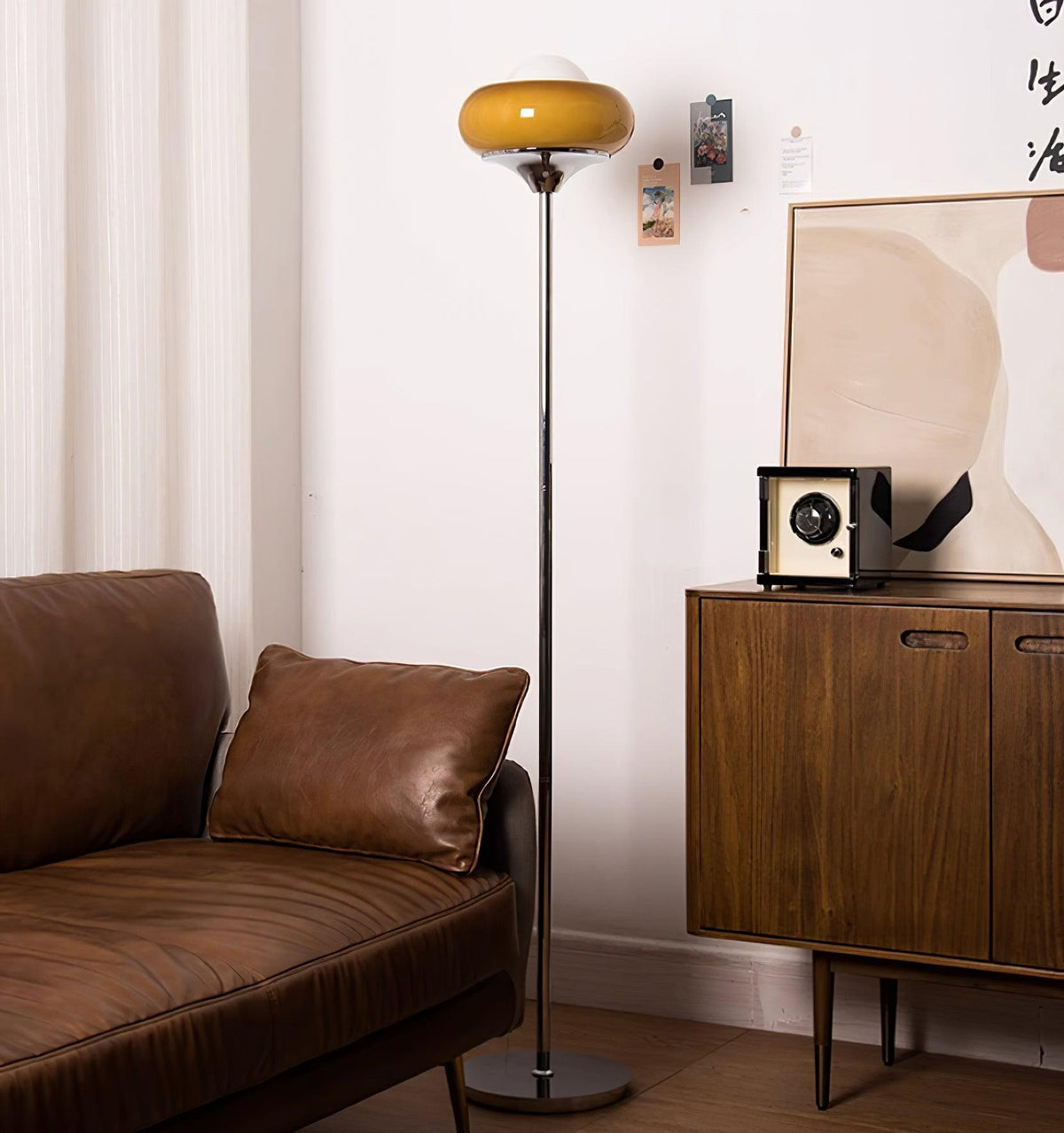 Caramel Dome Chrome Glass Floor Lamp — product view 2