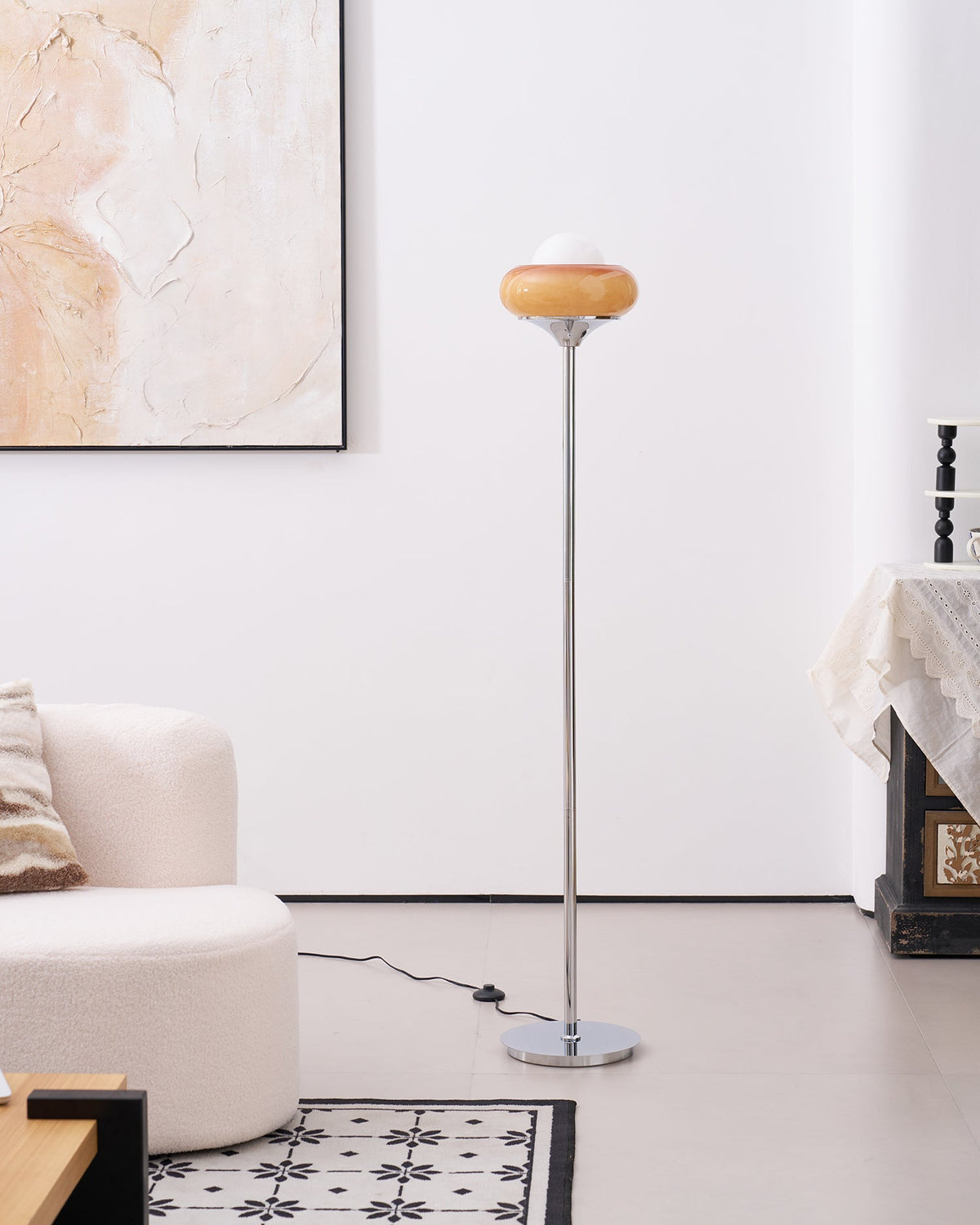 Caramel Dome Chrome Glass Floor Lamp — product view 14