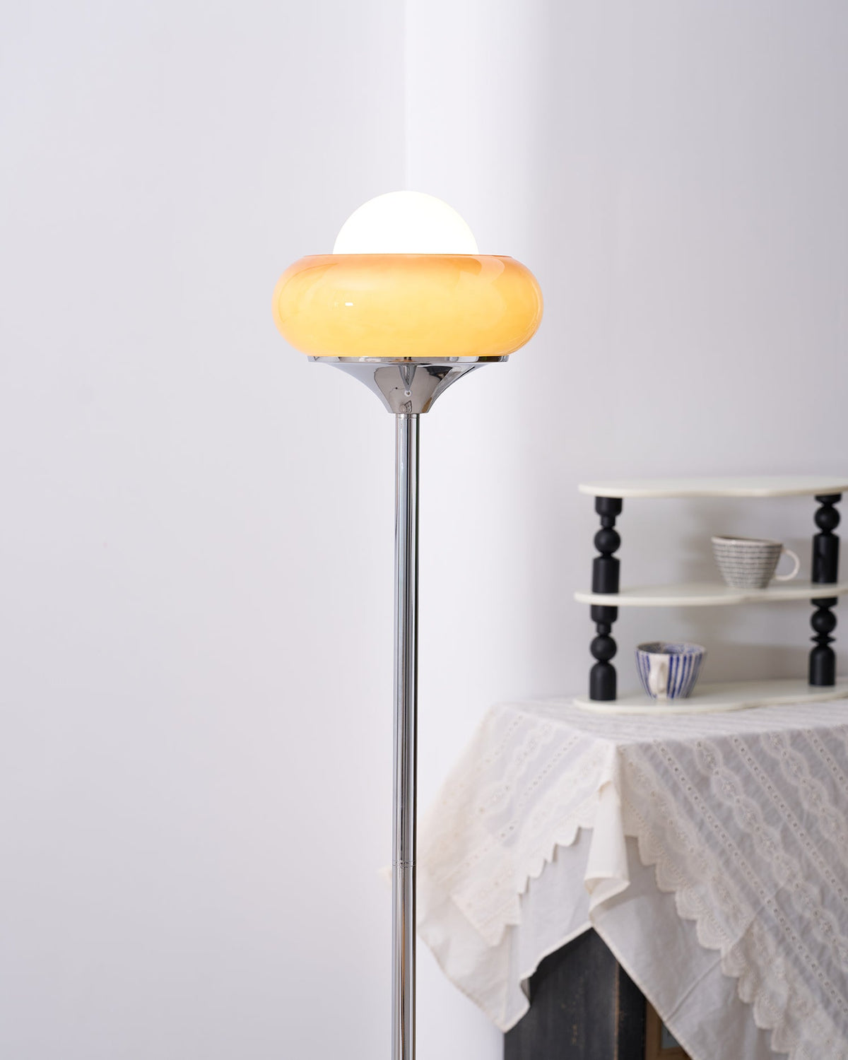 Caramel Dome Chrome Glass Floor Lamp — product view 15