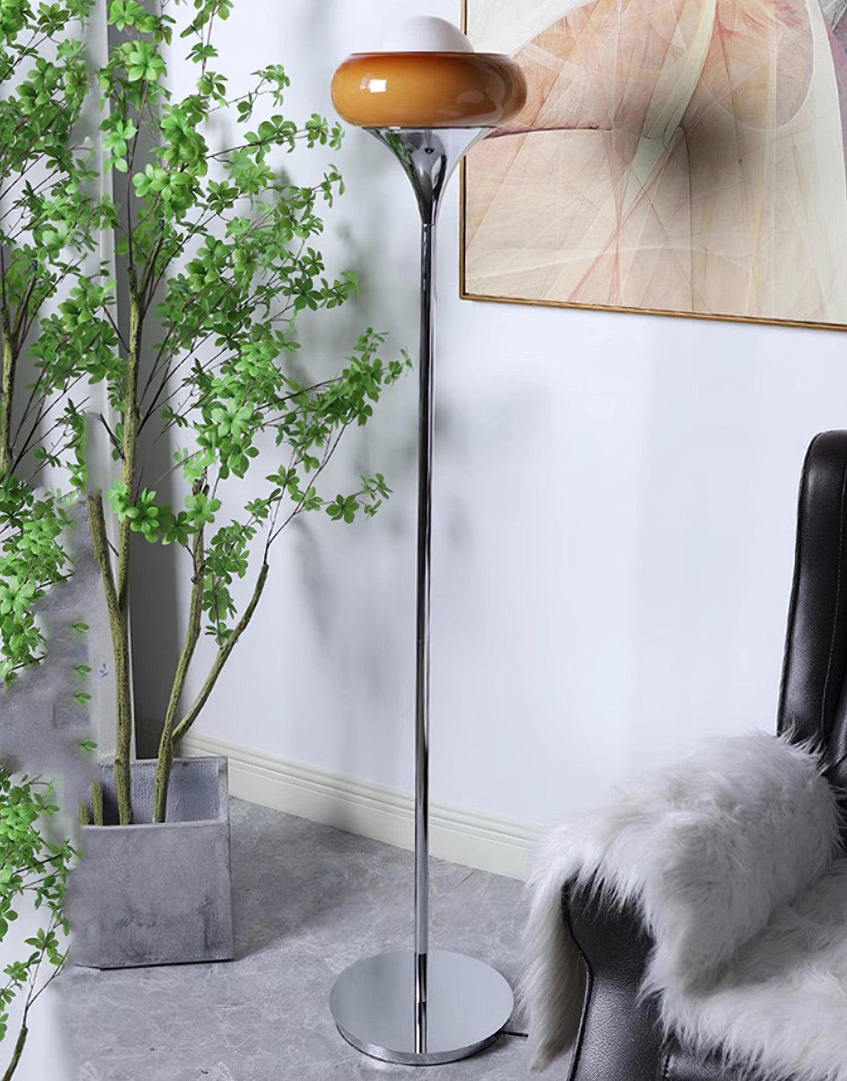 Caramel Dome Chrome Glass Floor Lamp — product view 24