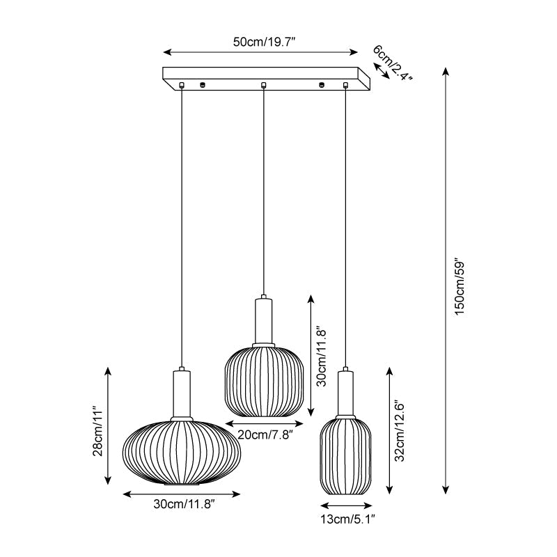 Nina Ribbed Glass Pendant Lamp — product view 9