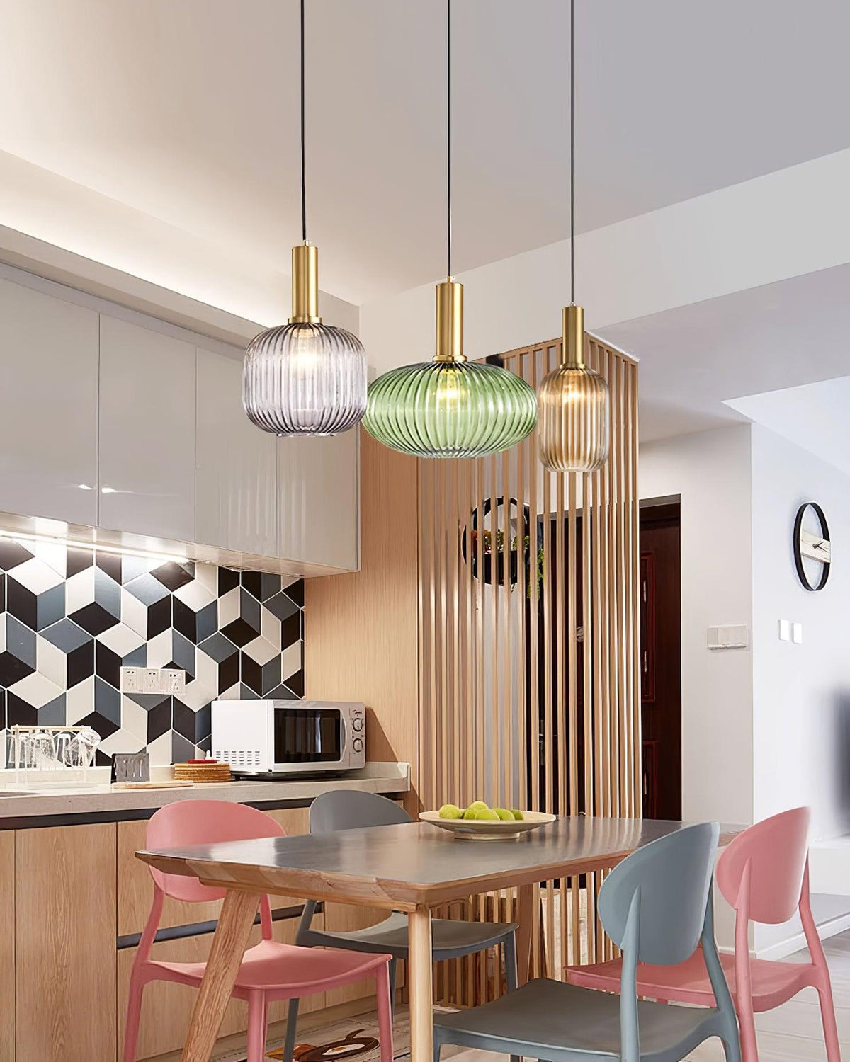 Nina Ribbed Glass Pendant Lamp — product view 19