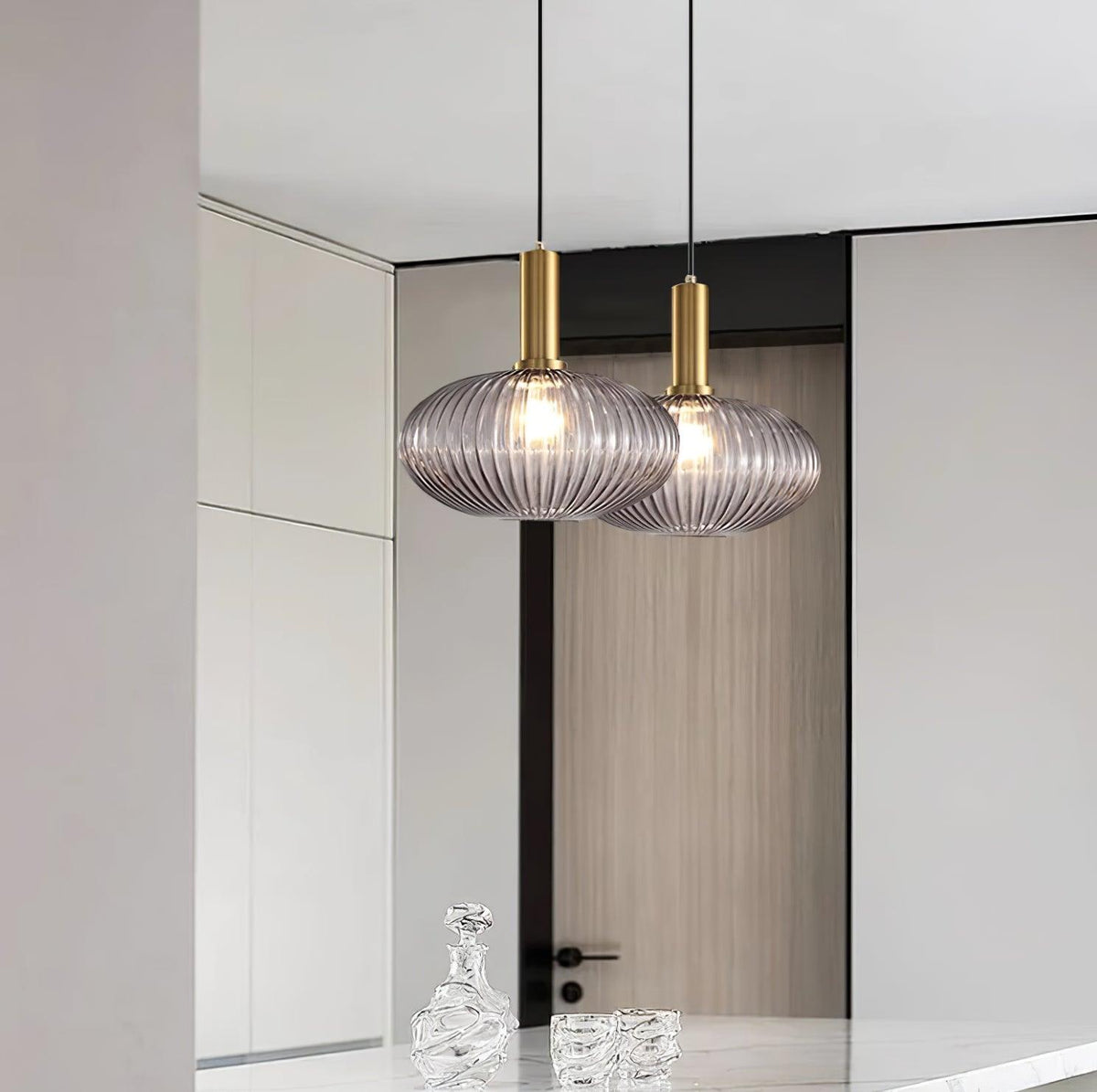 Nina Ribbed Glass Pendant Lamp — product view 21