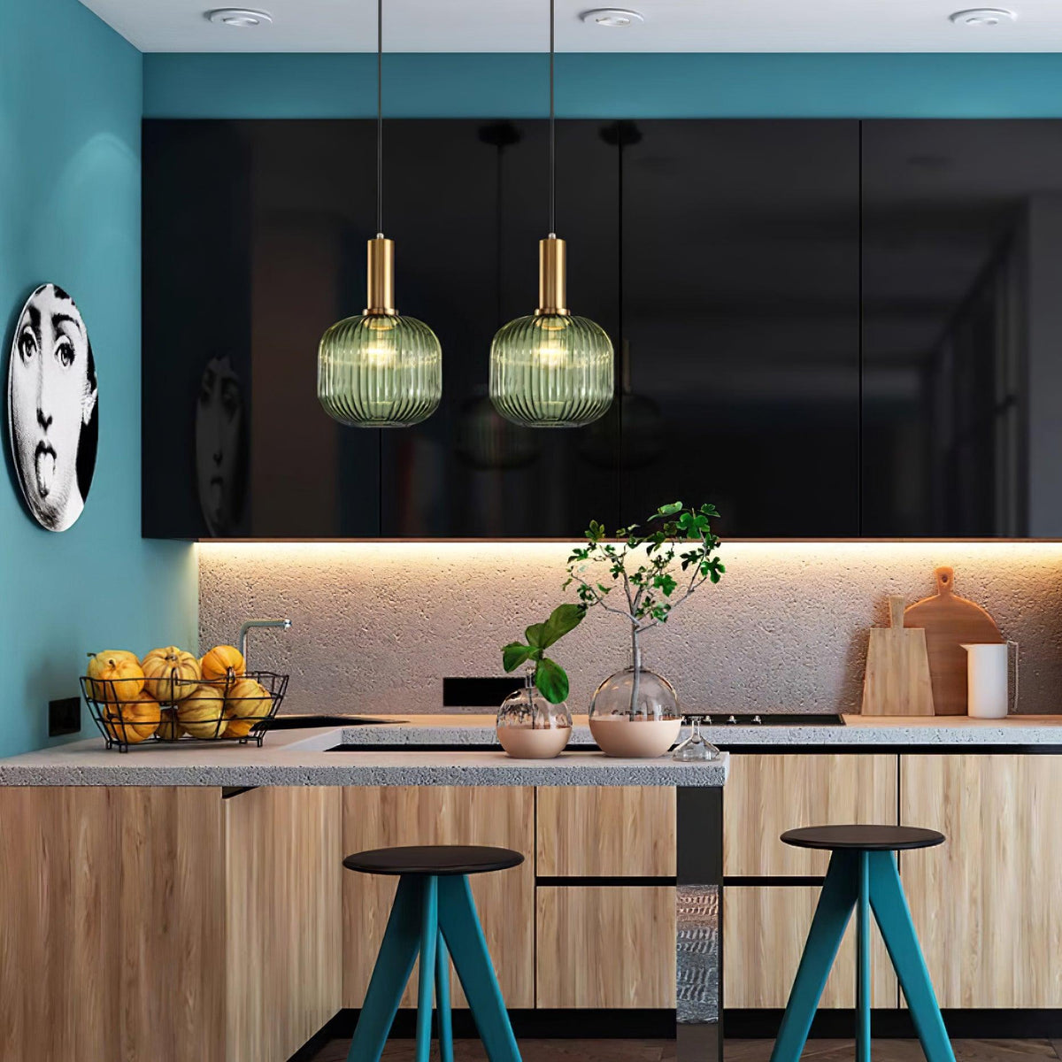 Nina Ribbed Glass Pendant Lamp — product view 27