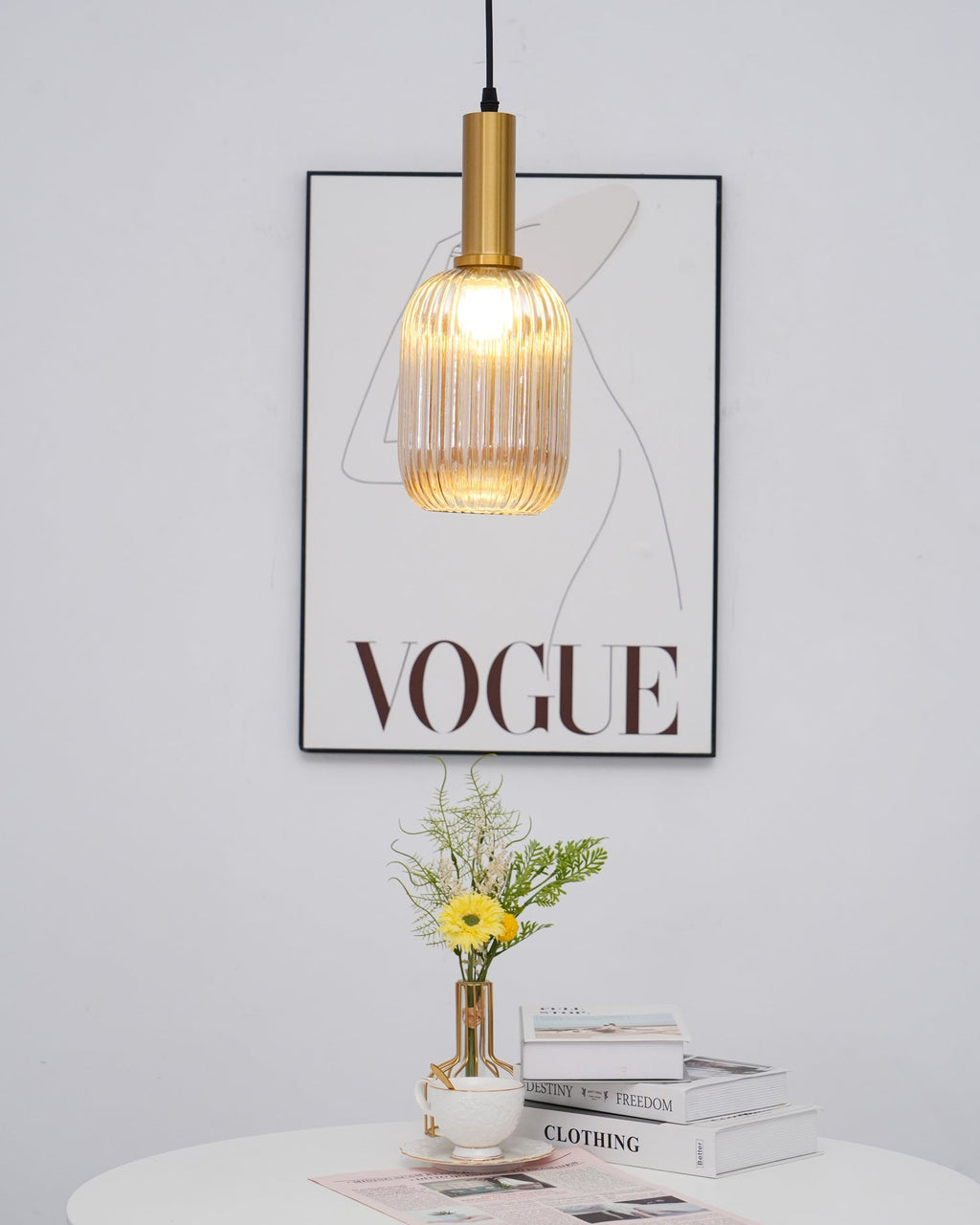 Nina Ribbed Glass Pendant Lamp — product view 48