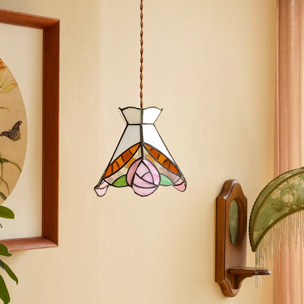 Tiffany Rose Glass Pendant Lamp — product view 3
