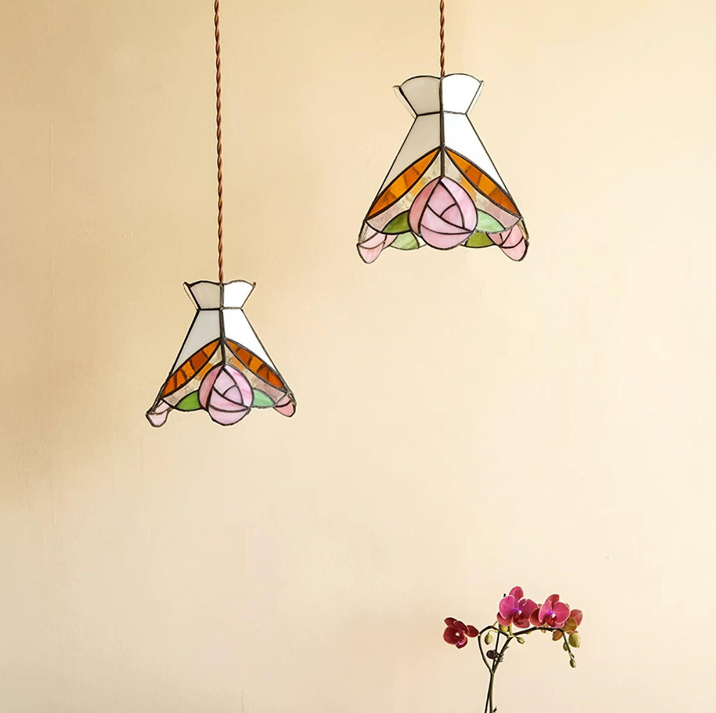 Tiffany Rose Glass Pendant Lamp — product view 5