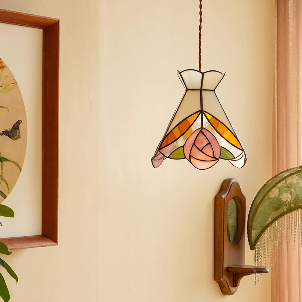 Tiffany Rose Glass Pendant Lamp — product view 6
