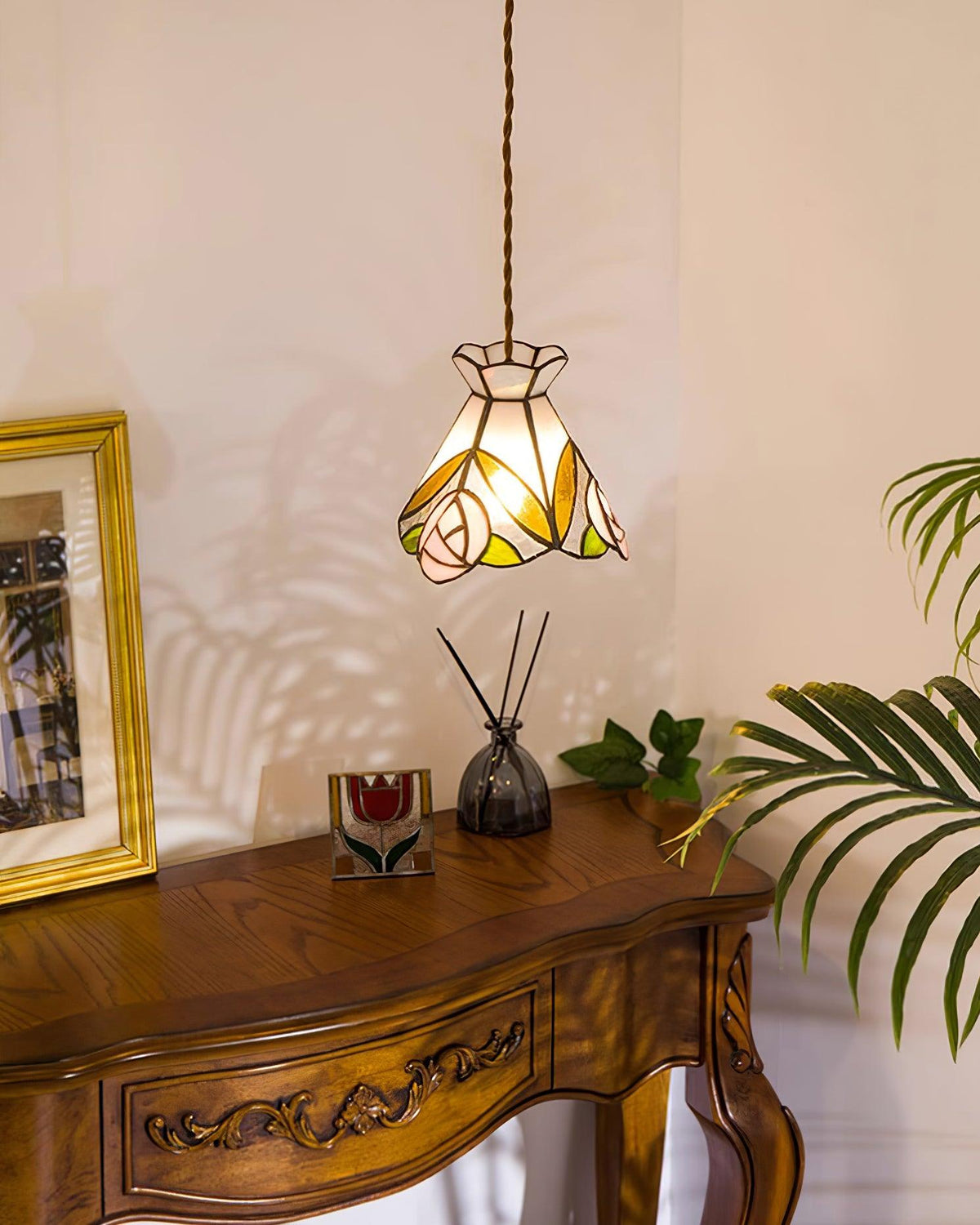 Tiffany Rose Glass Pendant Lamp — product view 12