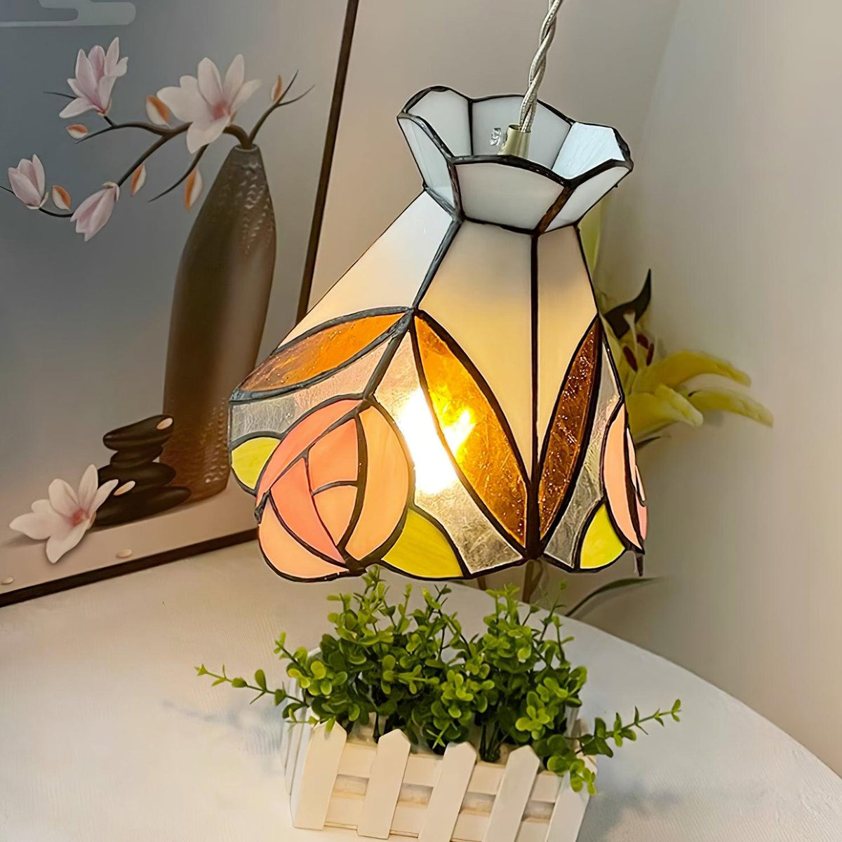 Tiffany Rose Glass Pendant Lamp — product view 19