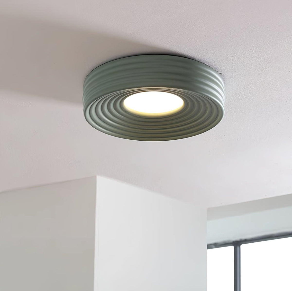 Cream Ribbed Metal Ceiling Light — product view 2