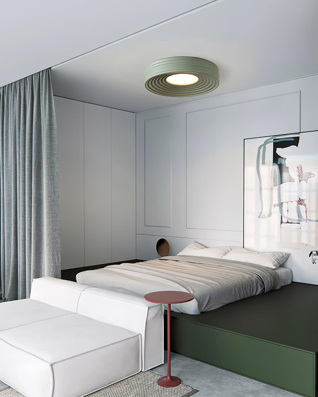Cream Ribbed Metal Ceiling Light — product view 7