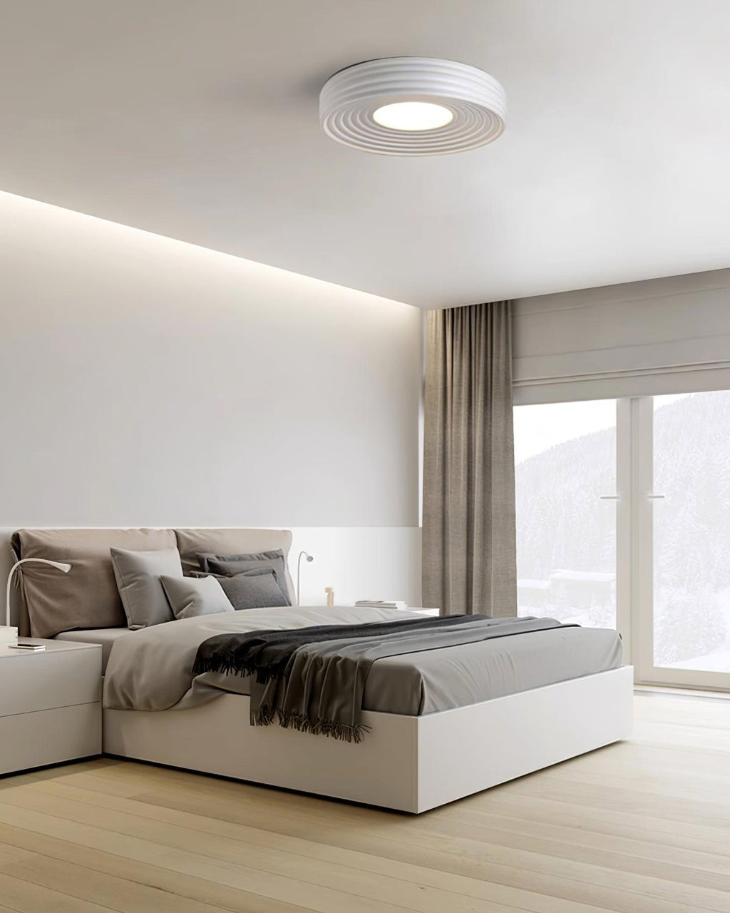 Cream Ribbed Metal Ceiling Light — product view 8