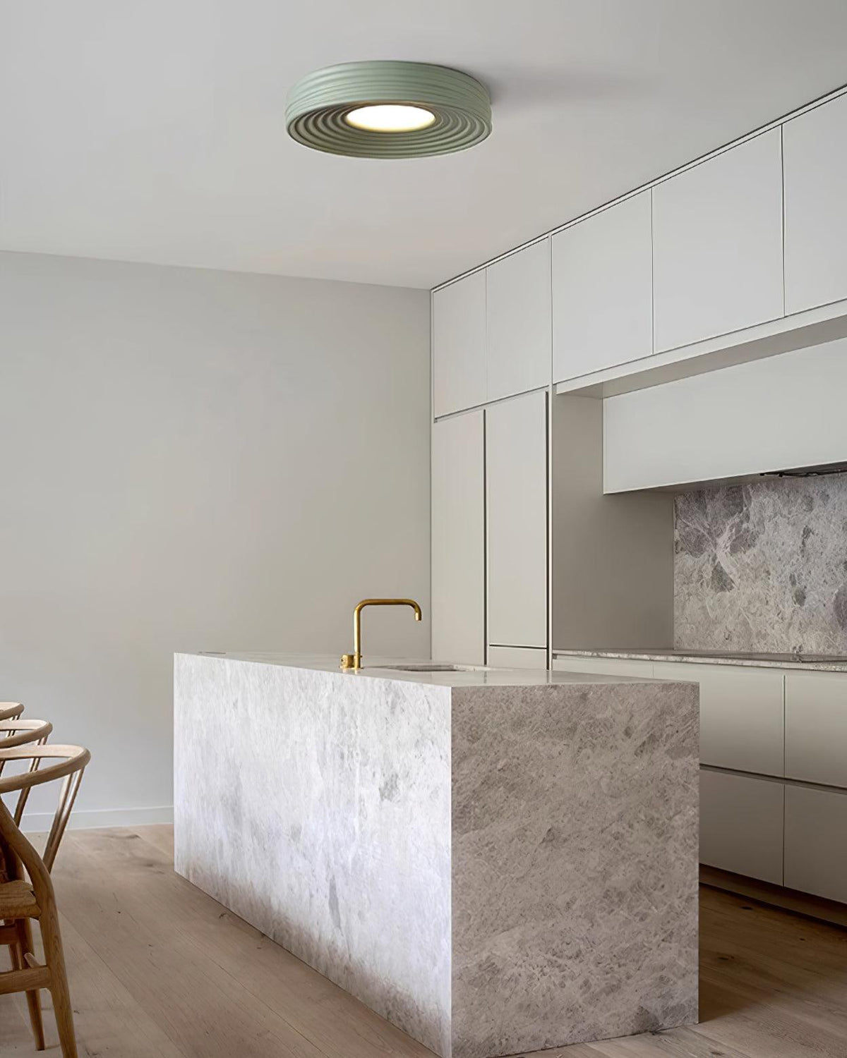 Cream Ribbed Metal Ceiling Light — product view 9