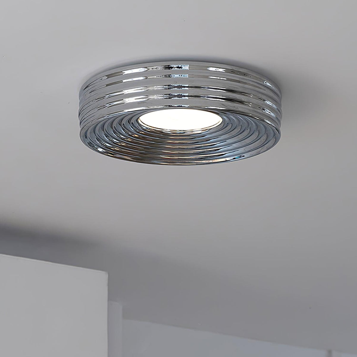 Cream Ribbed Metal Ceiling Light — product view 10