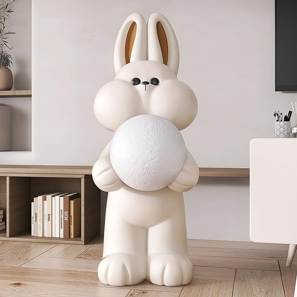 Peach Rabbit Resin Floor Lamp — product view 2