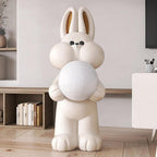 Peach Rabbit Resin Floor Lamp — product view 2