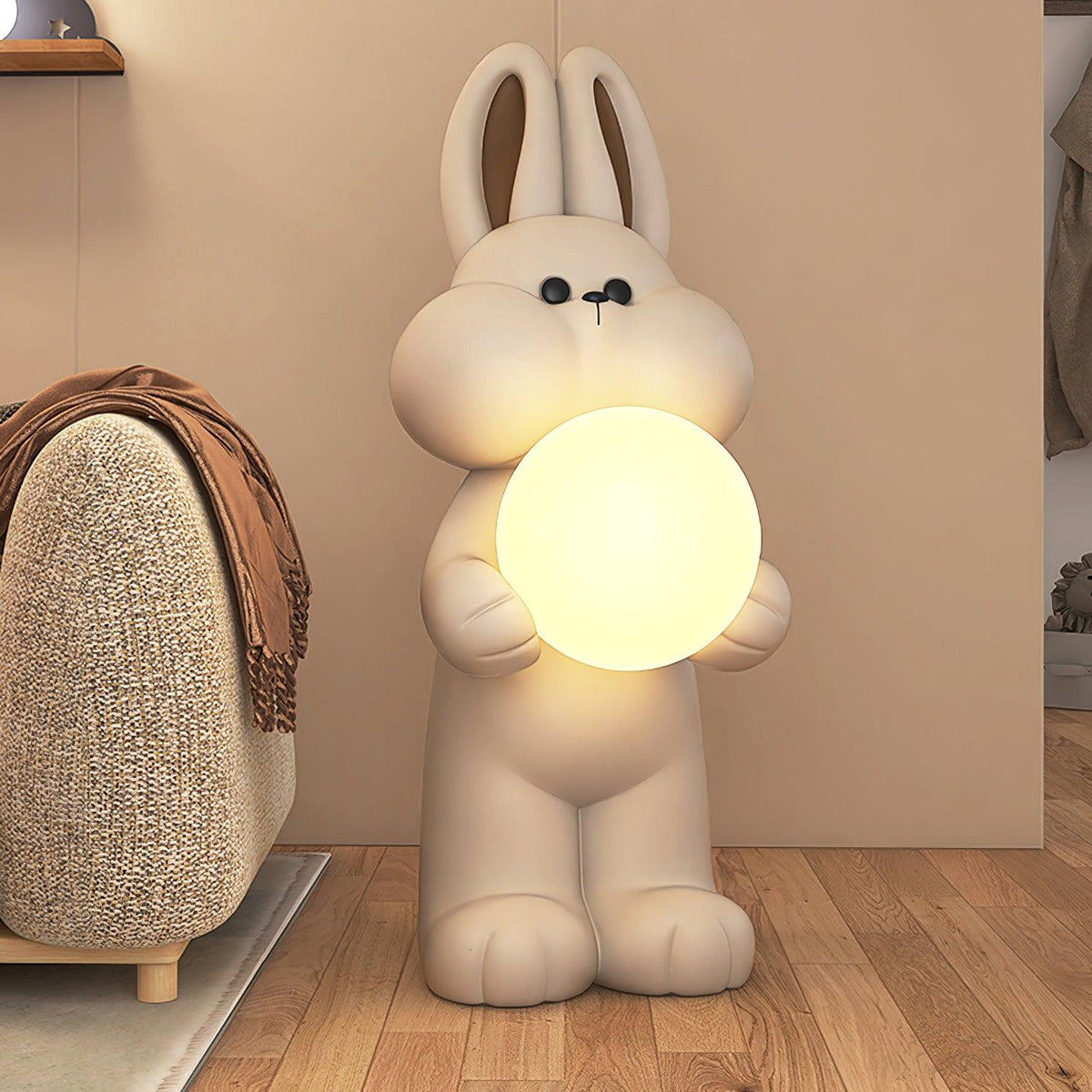 Peach Rabbit Resin Floor Lamp — product view 3