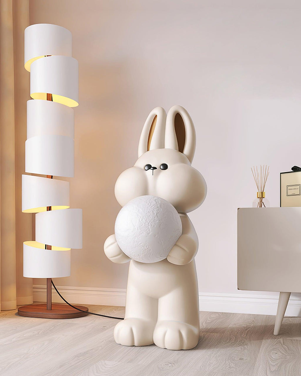 Peach Rabbit Resin Floor Lamp — product view 4