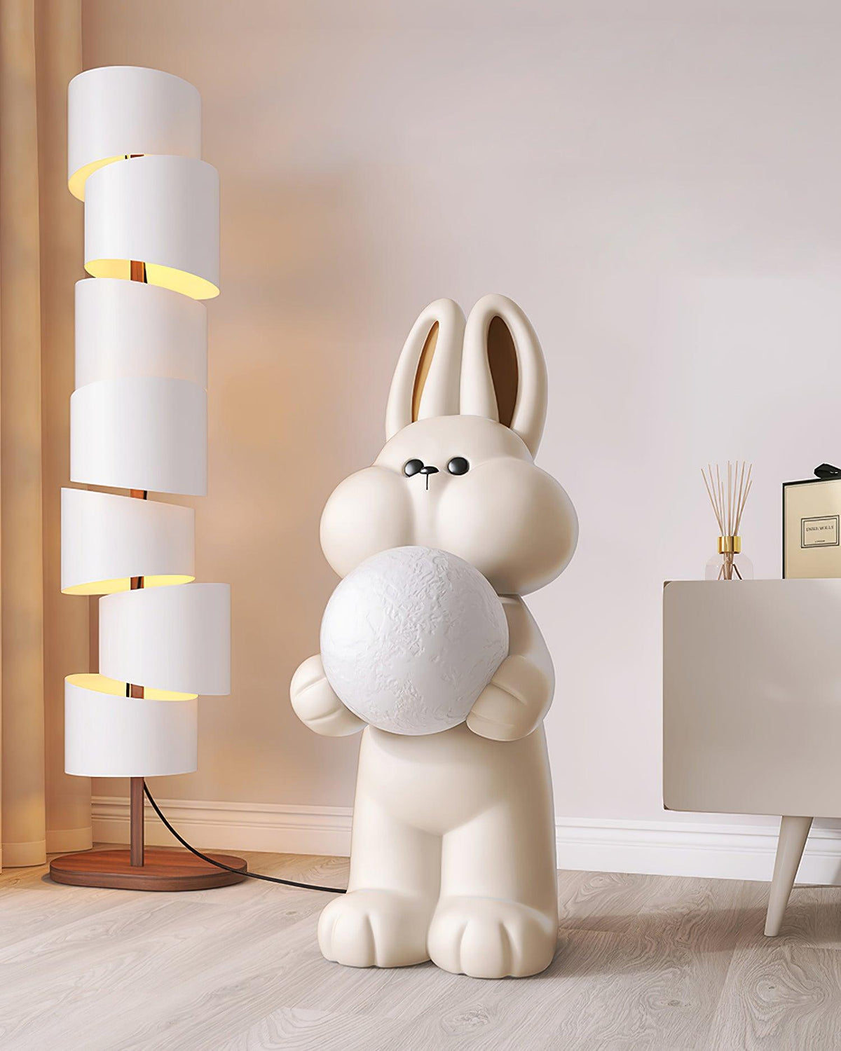 Peach Rabbit Resin Floor Lamp — product view 4
