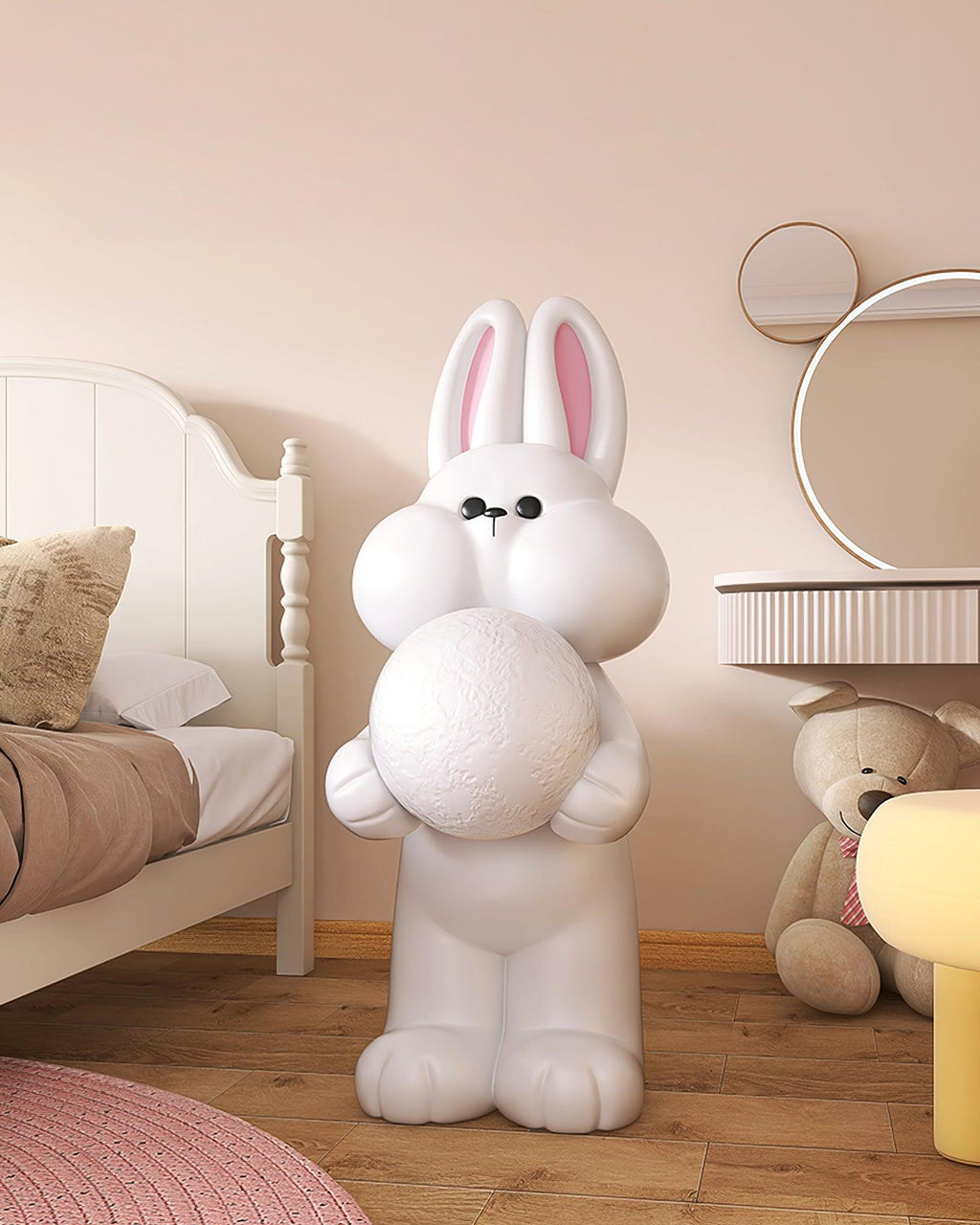 Peach Rabbit Resin Floor Lamp — product view 6