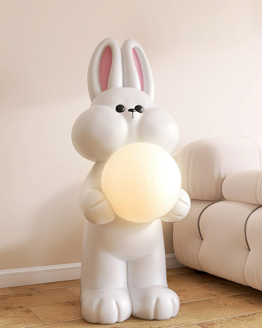 Peach Rabbit Resin Floor Lamp — product view 8