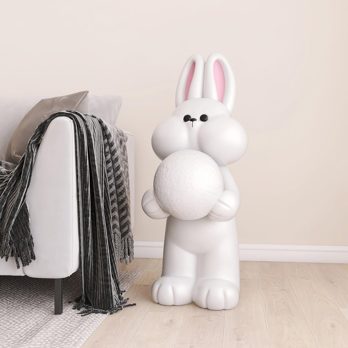 Peach Rabbit Resin Floor Lamp — product view 11