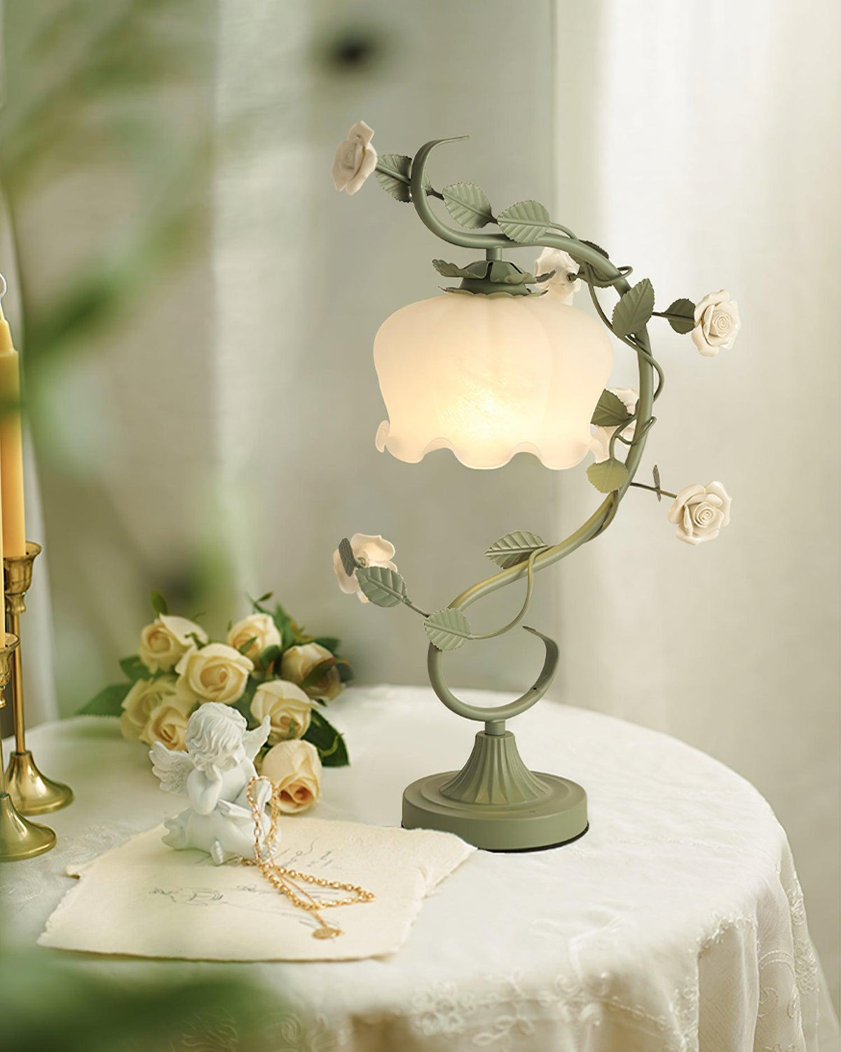 Ron Rose Flower Glass Table Lamp — product view 3