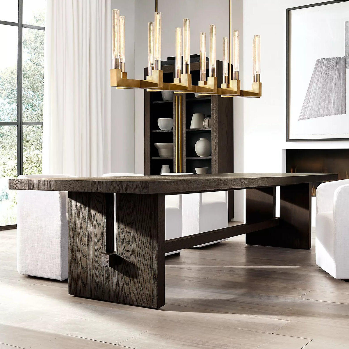 Brass rectangular glass chandeliers — product view 2