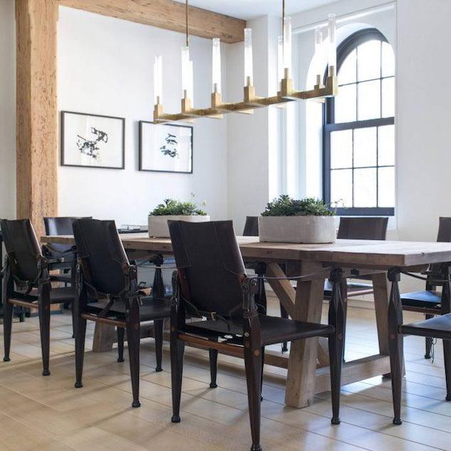 Brass rectangular glass chandeliers — product view 4