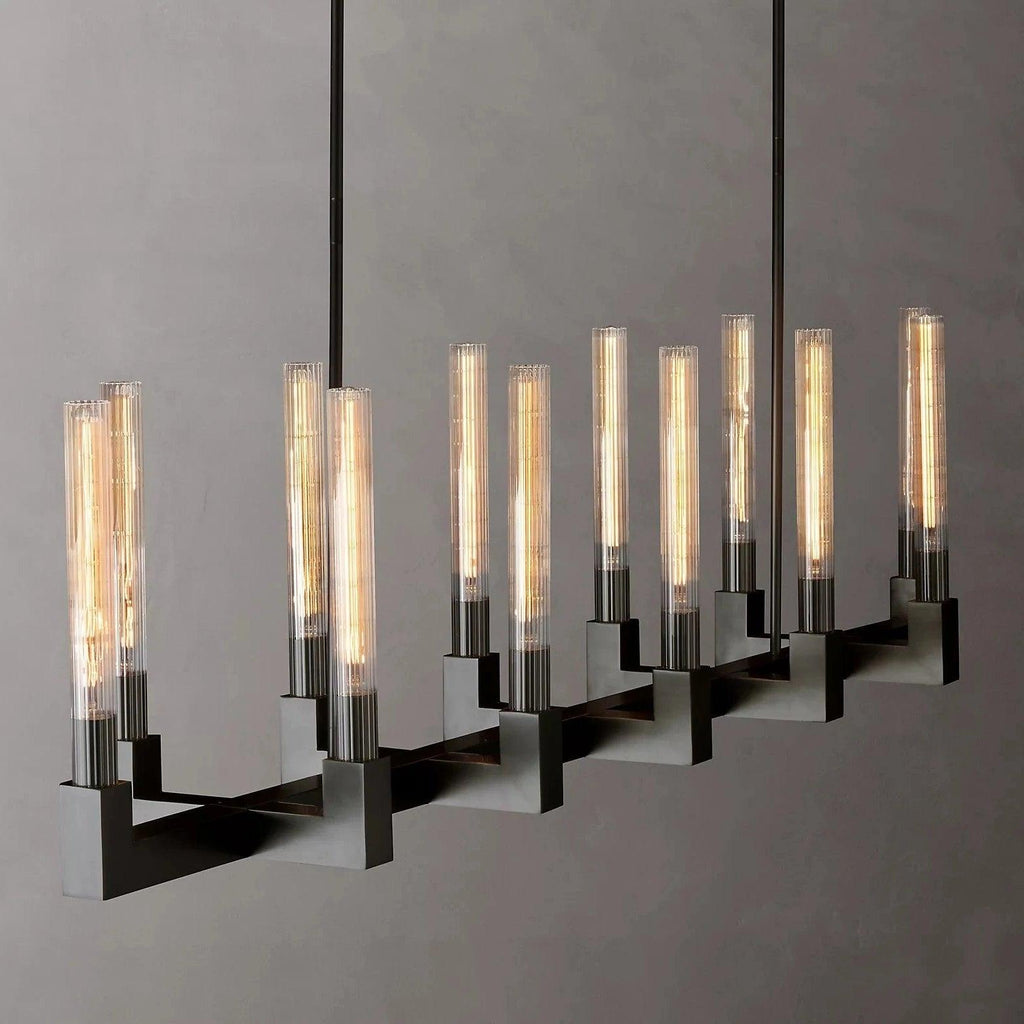 Brass rectangular glass chandeliers — product view 6