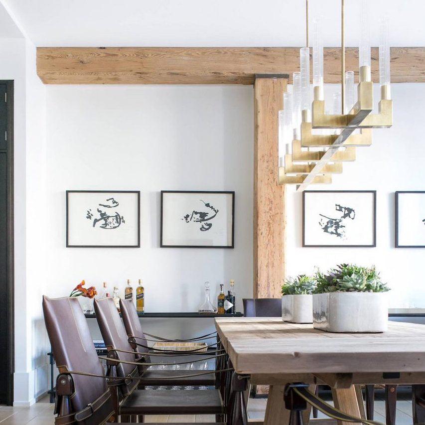 Brass rectangular glass chandeliers — product view 7
