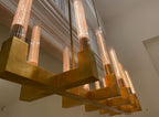 Brass rectangular glass chandeliers — product view 9