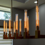 Brass rectangular glass chandeliers — product view 11
