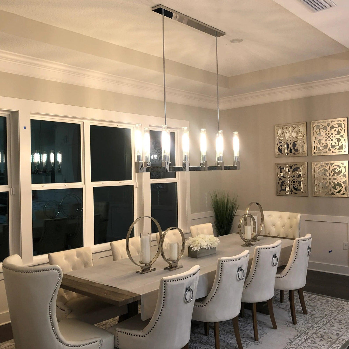 Brass rectangular glass chandeliers — product view 13