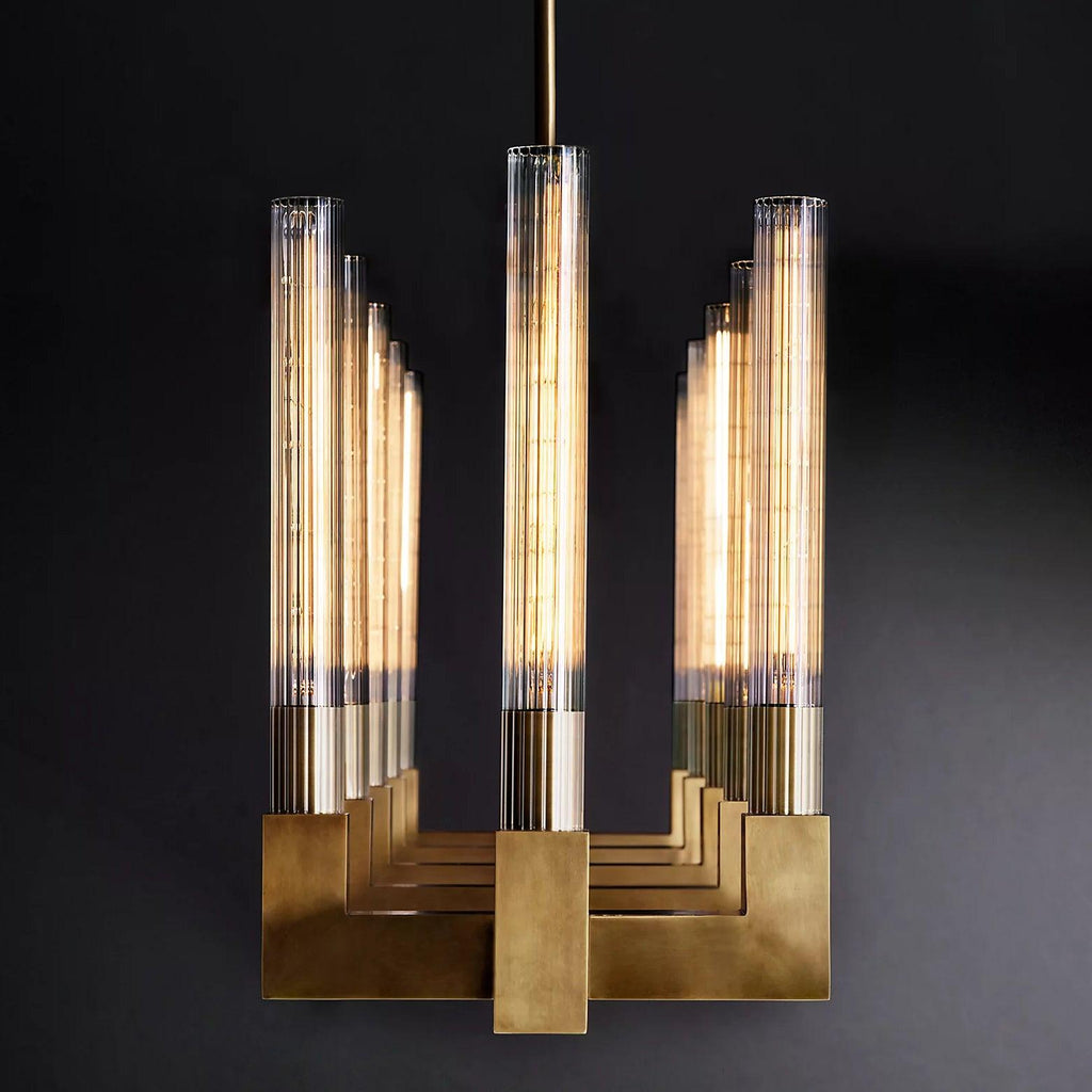 Brass rectangular glass chandeliers — product view 15