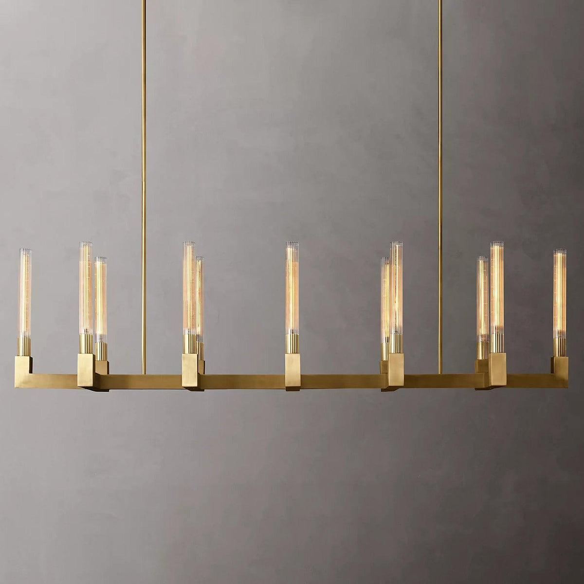 Brass rectangular glass chandeliers — product view 17