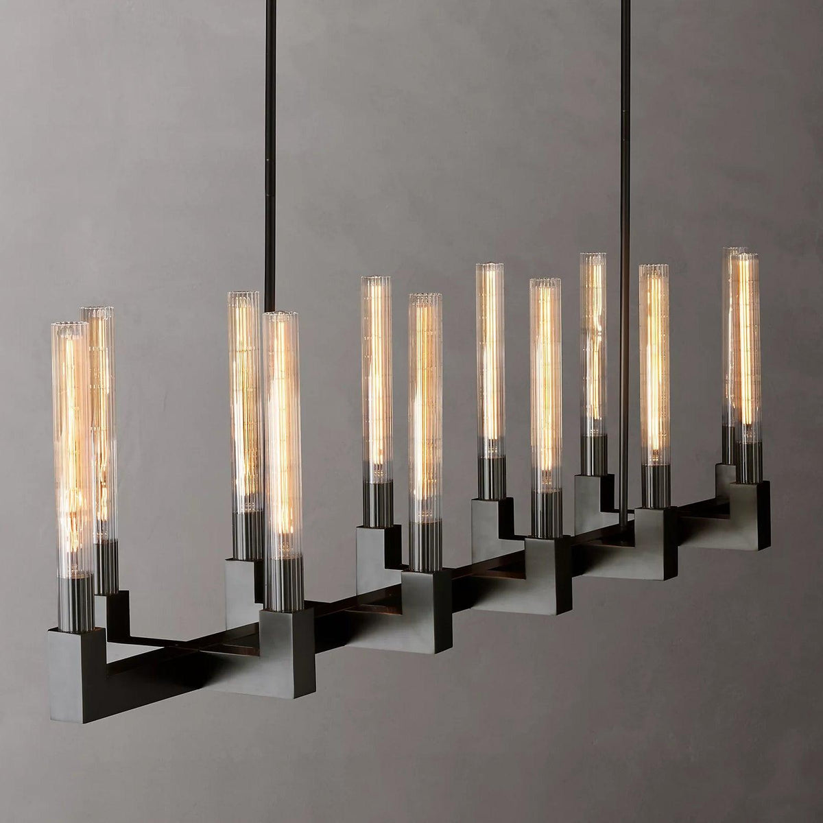 Brass rectangular glass chandeliers — product view 20