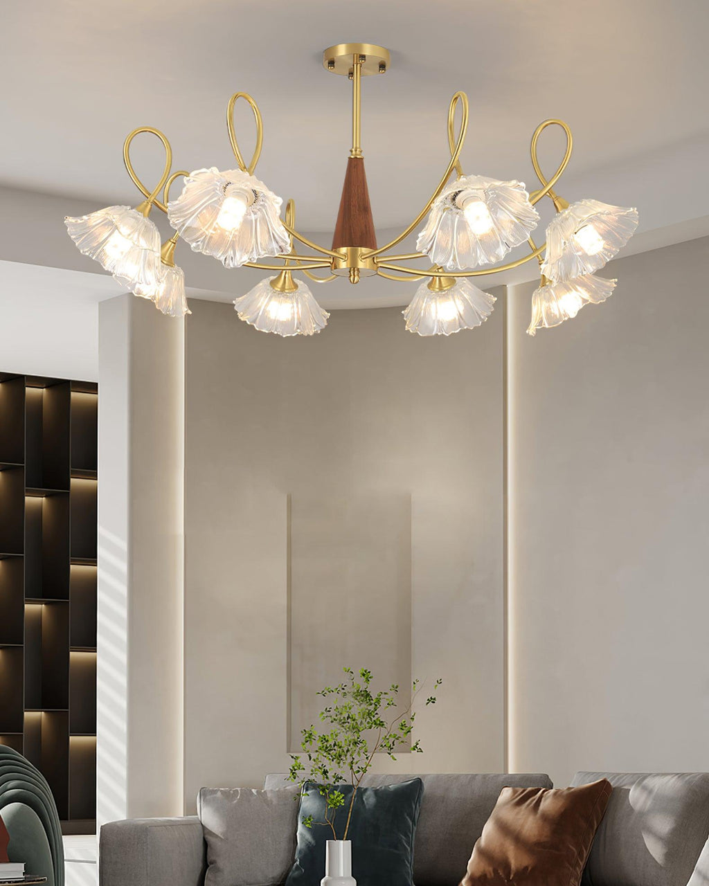 Century Lotus Leaf Glass Chandelier — product view 3
