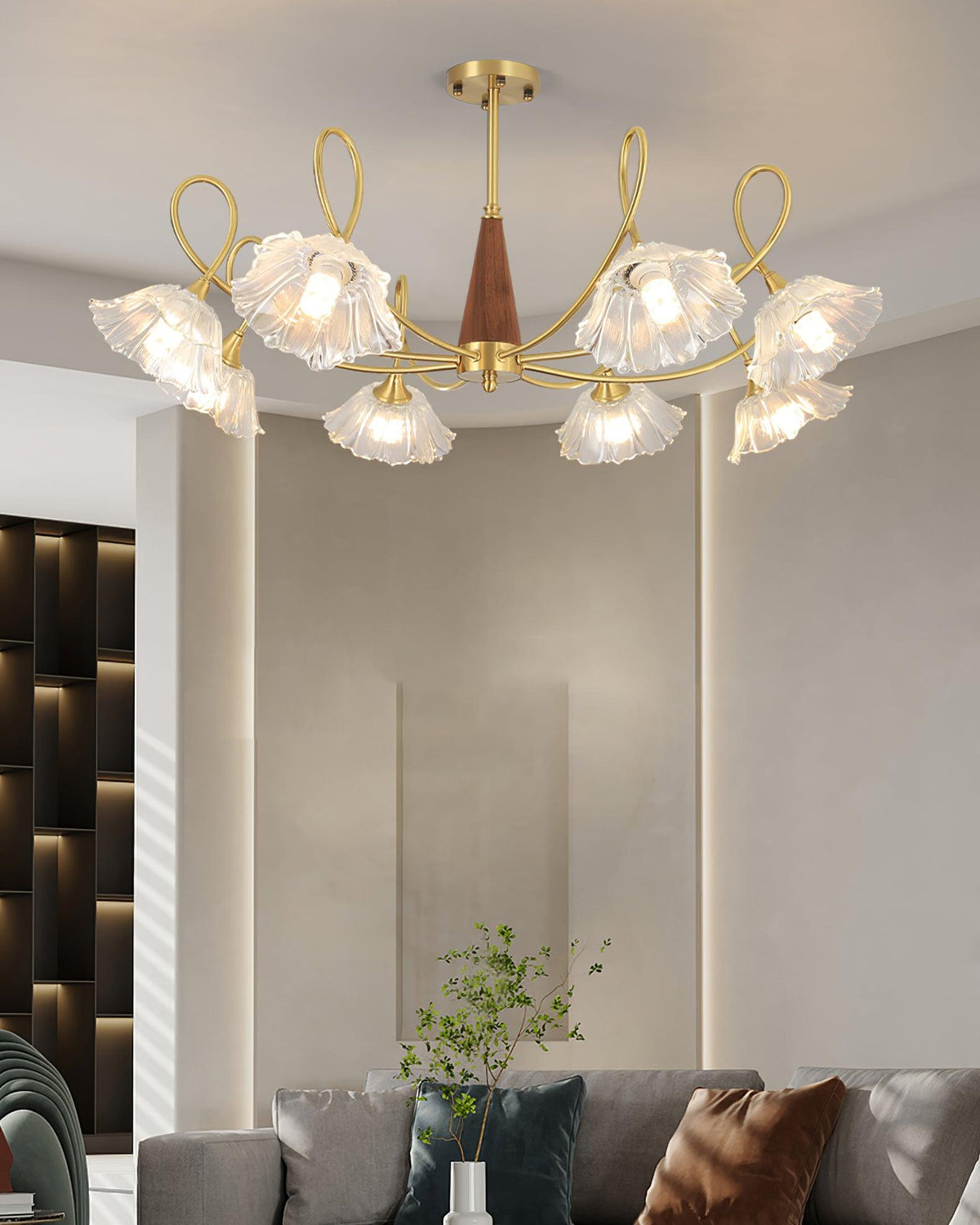 Century Lotus Leaf Glass Chandelier — product view 3