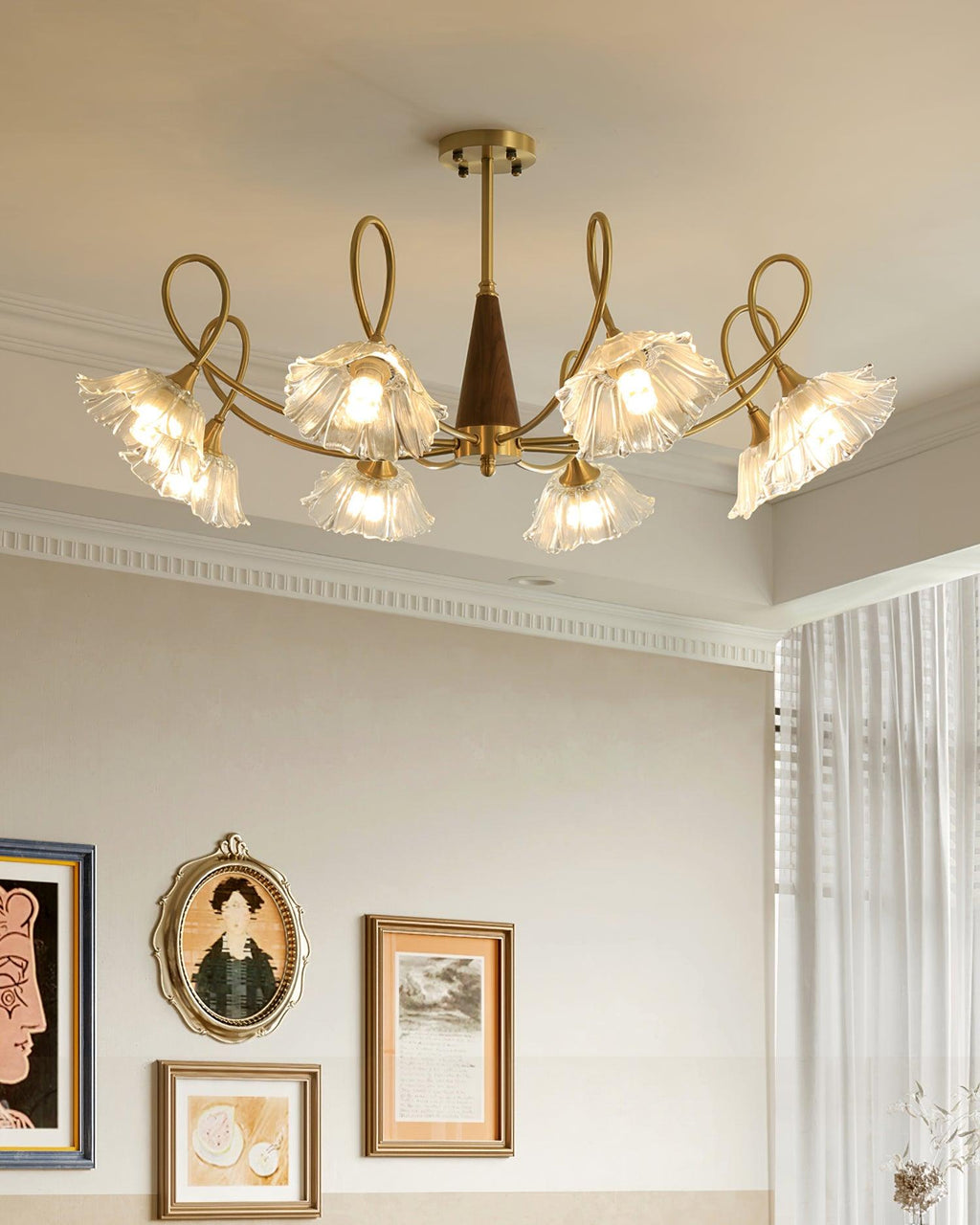 Century Lotus Leaf Glass Chandelier — product view 8