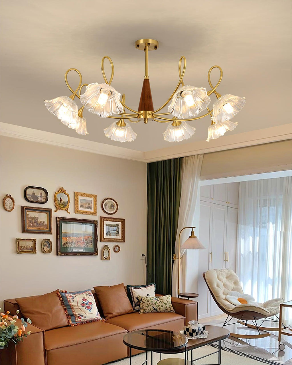 Century Lotus Leaf Glass Chandelier — product view 9
