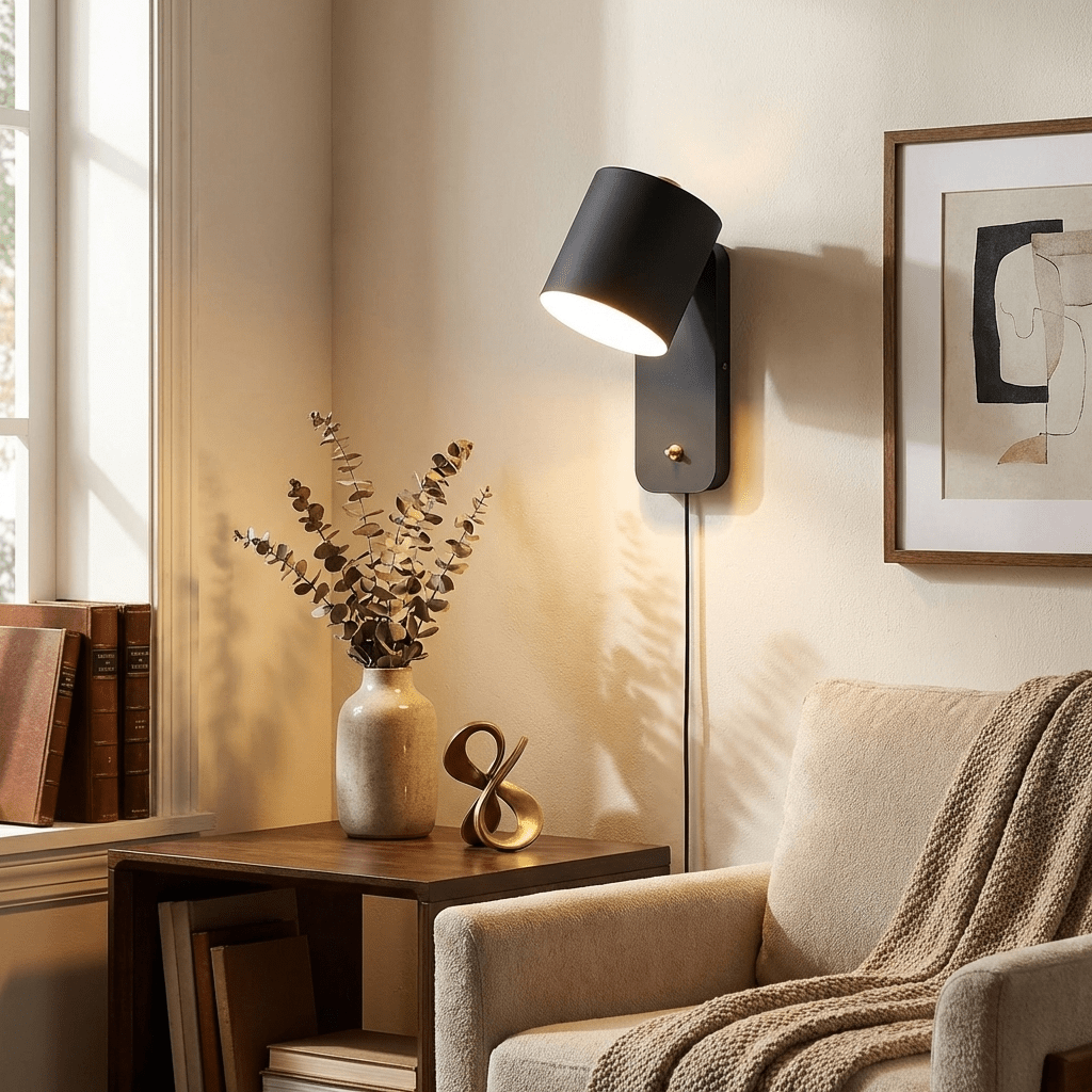 Rotatable Cylinder Plug-in Wall Lamp – product view 2