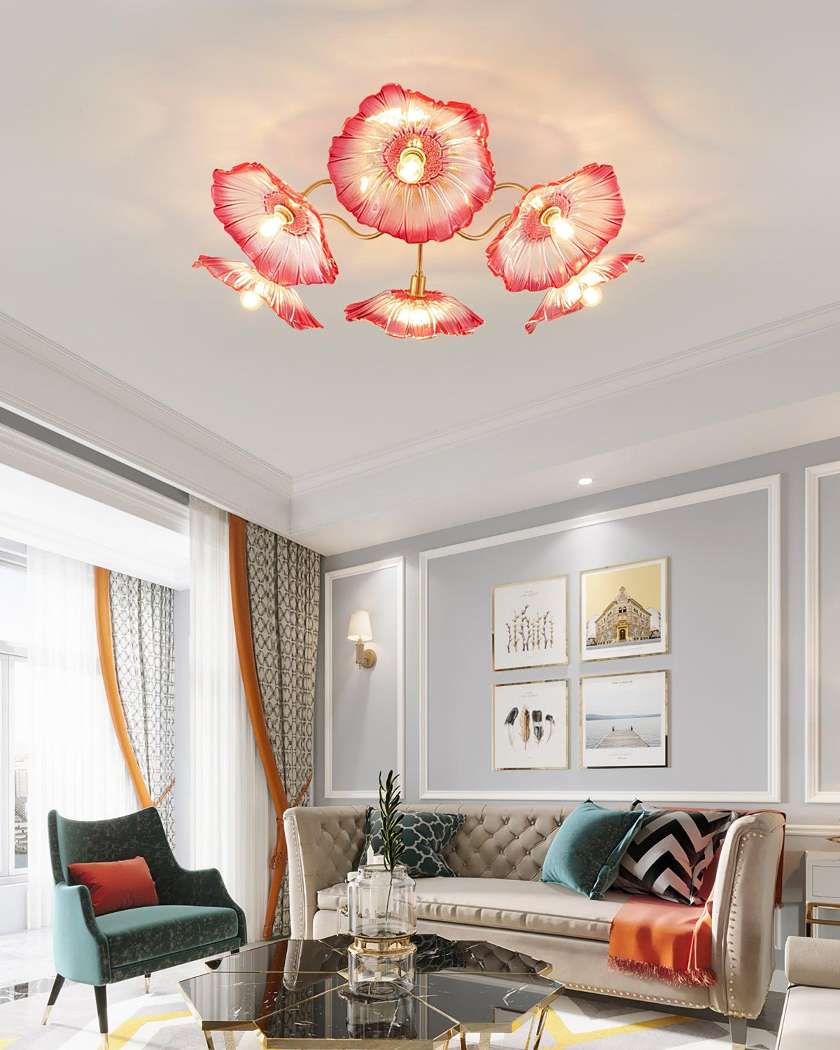 Murano Glass Flowers Ceiling Light — product view 4
