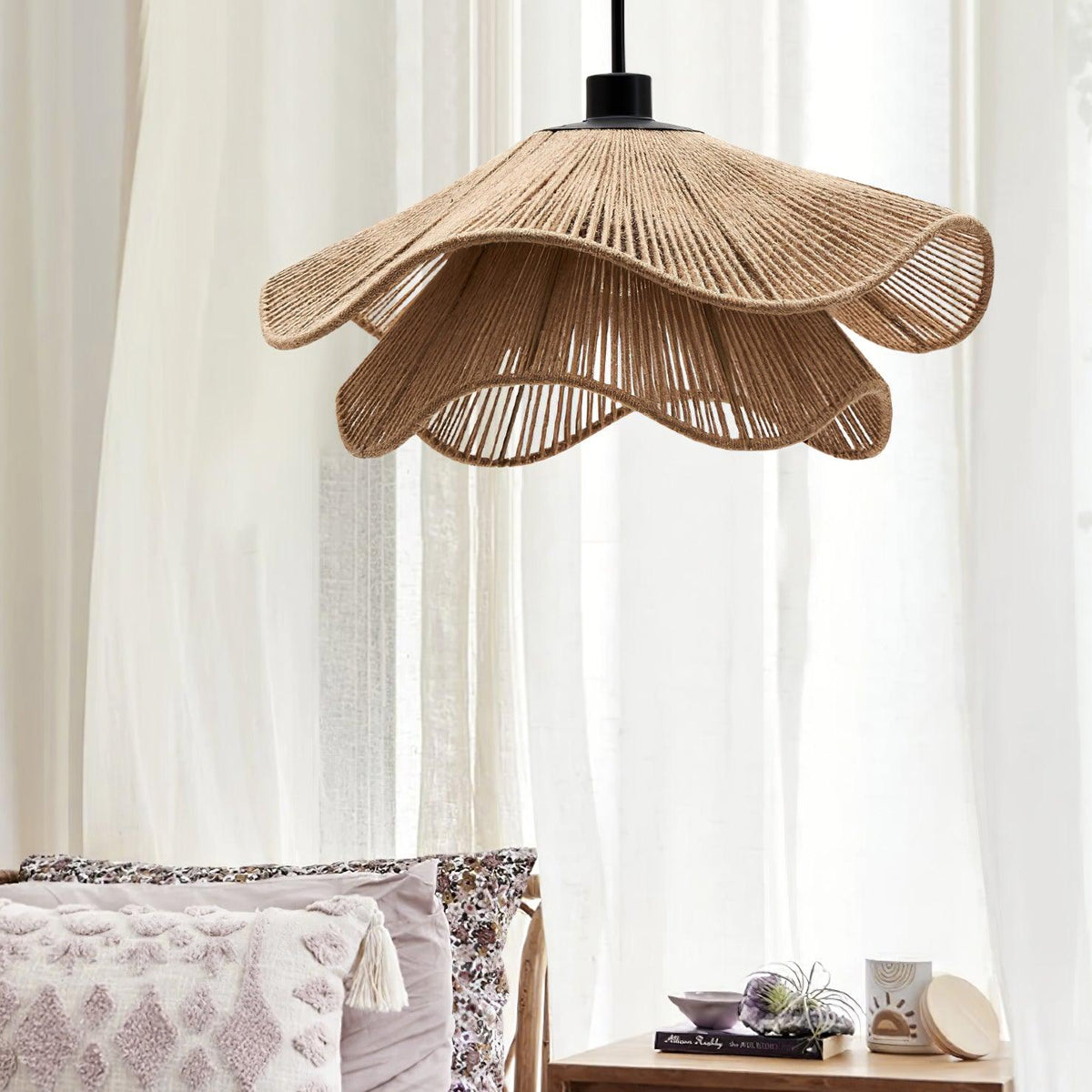 Handmade Straw Hat Metal Pendant Lamp — product view 12