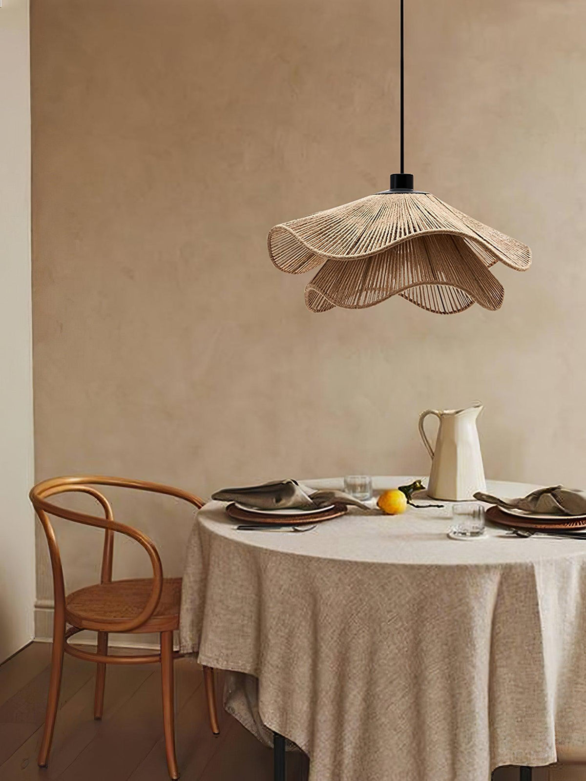 Handmade Straw Hat Metal Pendant Lamp — product view 14