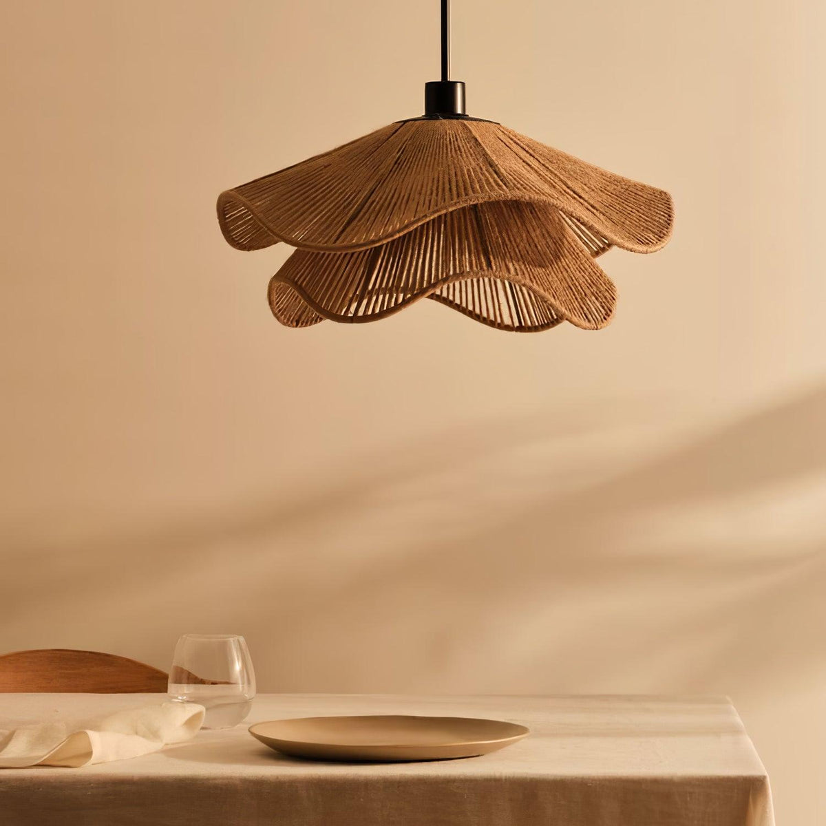 Handmade Straw Hat Metal Pendant Lamp — product view 24