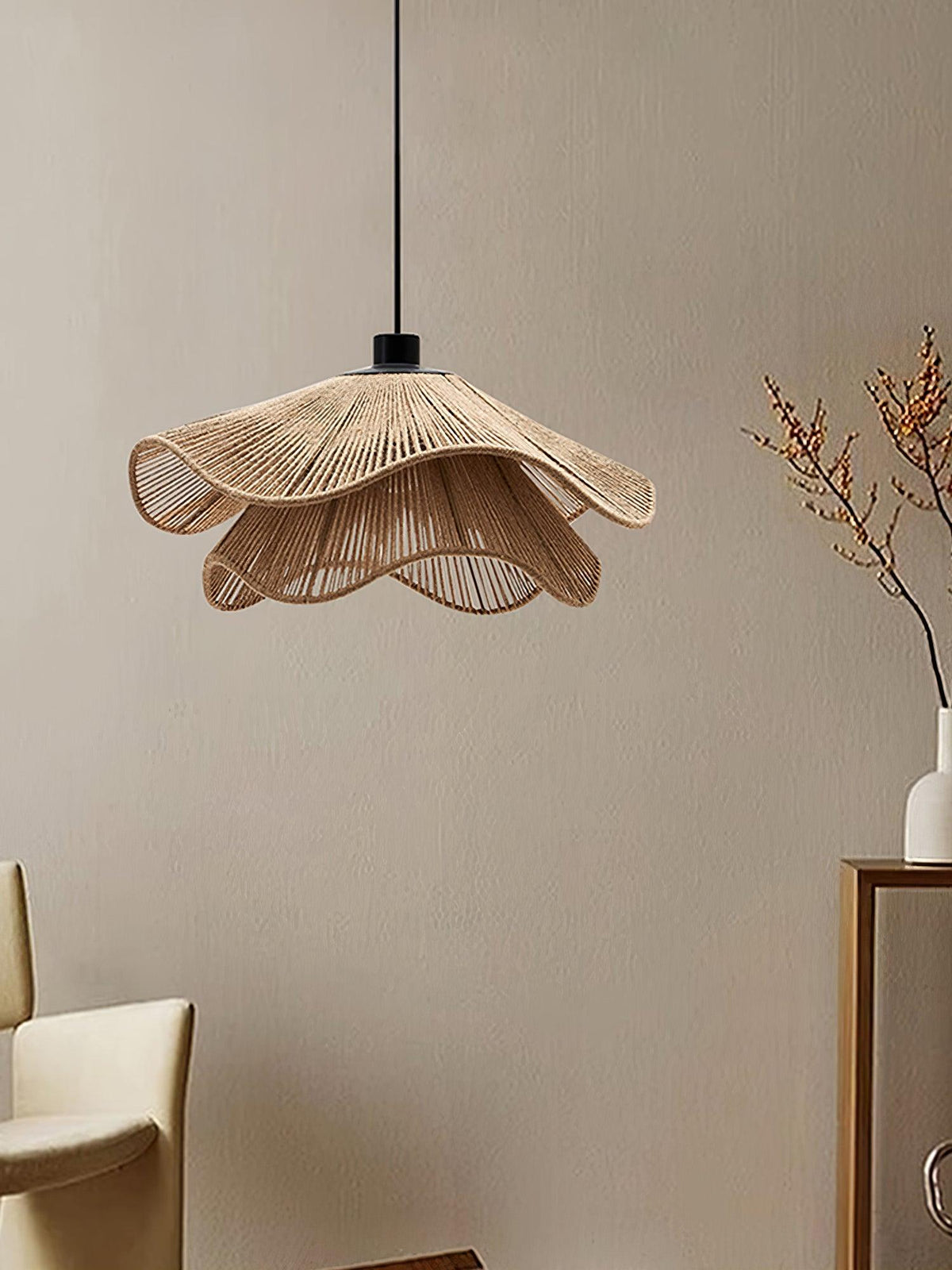 Handmade Straw Hat Metal Pendant Lamp — product view 25
