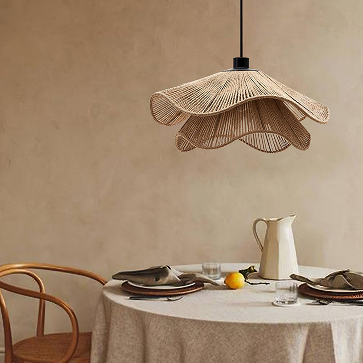 Handmade Straw Hat Metal Pendant Lamp — product view 27